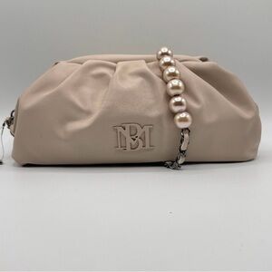 Badgley Mischka Cream Clutch with Pearl Detail